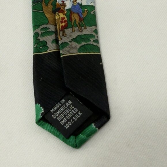 Vintage Nicks Tie Shop Christmas Necktie Silk Camel Journey Holy Land Christian - Picture 7 of 12